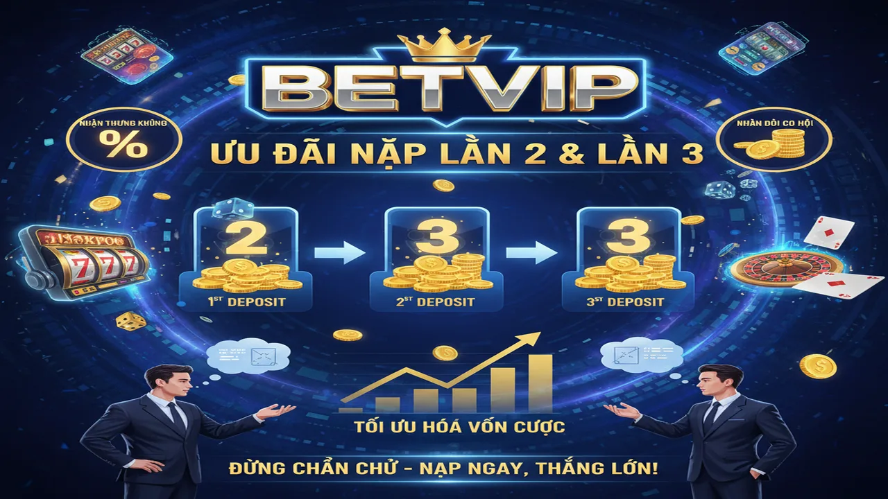 Khuyến mãi nạp tiền lần 2, lần 3 hấp dẫn Betvip